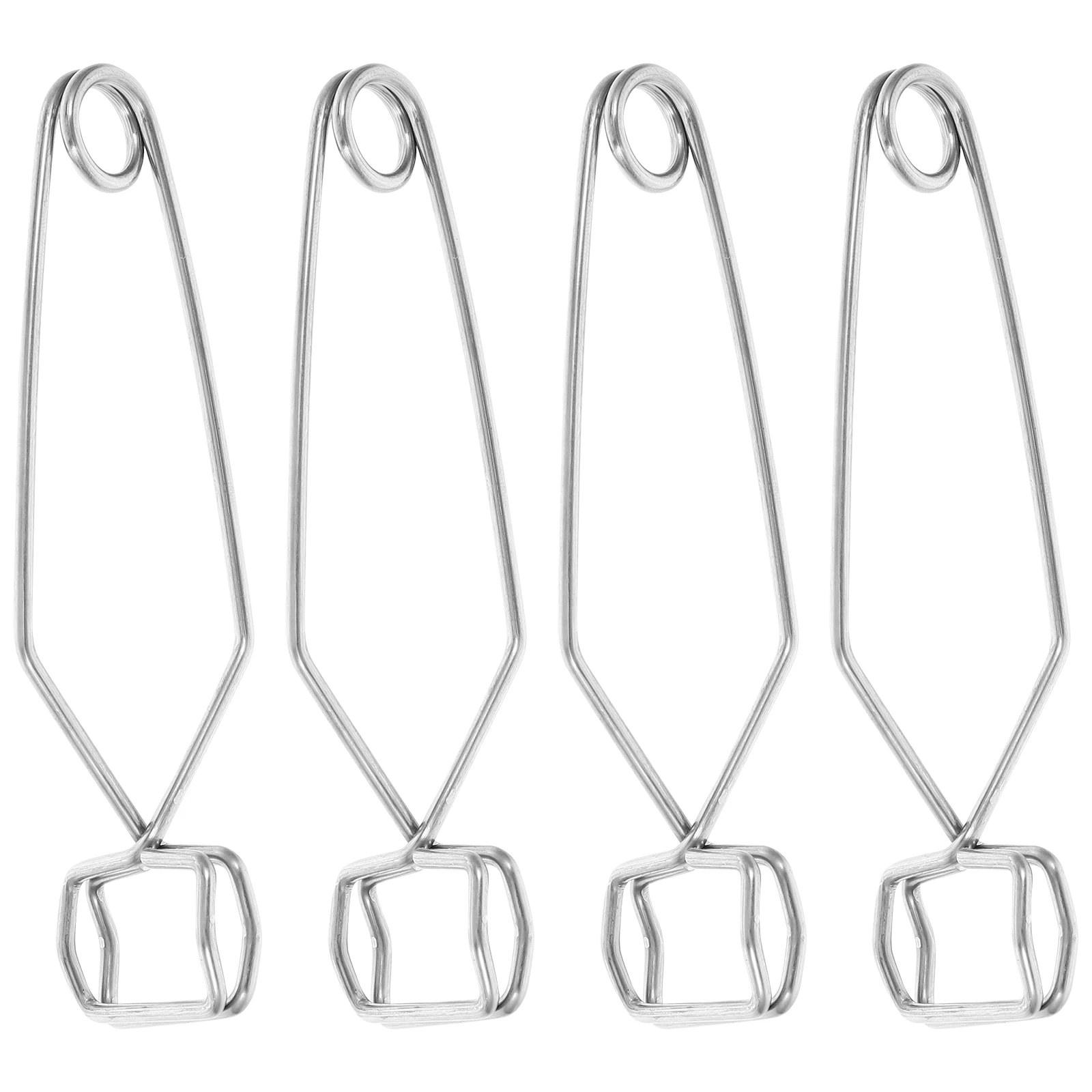 

4Pcs Scientific Test Tube Clamp Small Silver Spring Iron Self-Closing Structure High Temperature Test Tube Clamp