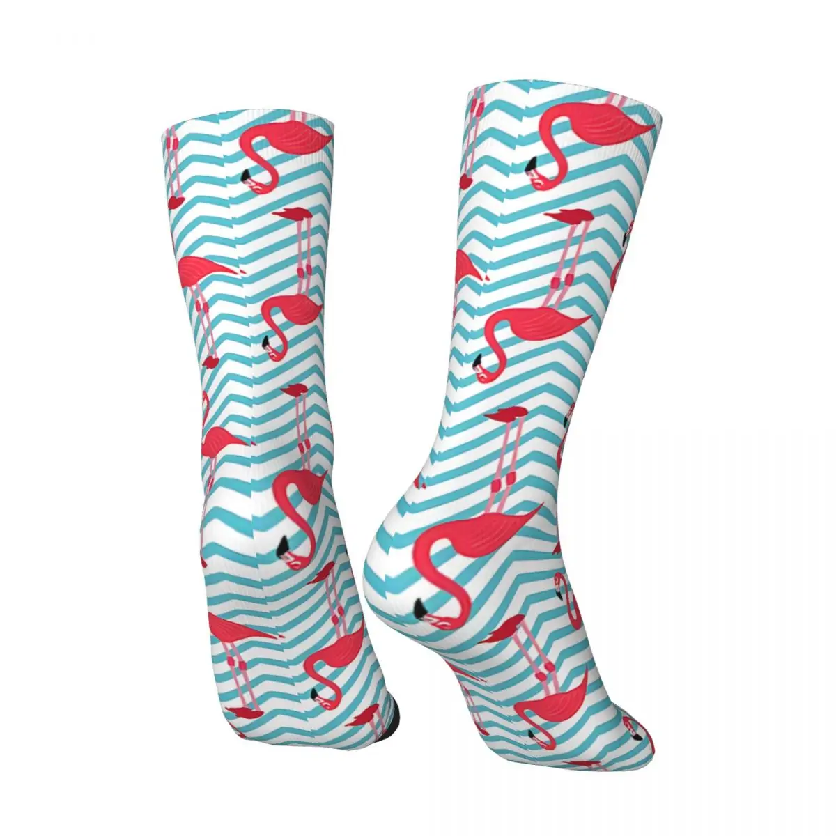 Vintage Pretty Flamingo And Light Blue Pattern Men's compression Socks Unisex Harajuku Seamless Printed Novelty Crew Sock