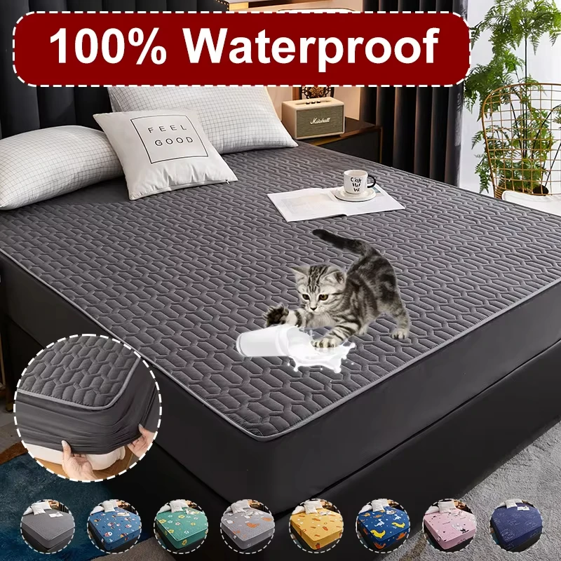 Waterproof Thicken bed Cover Protector Skin-Friendly Queen King Double Fitted Sheet Mattress Cover Mat 150x200 180x200 160x200cm