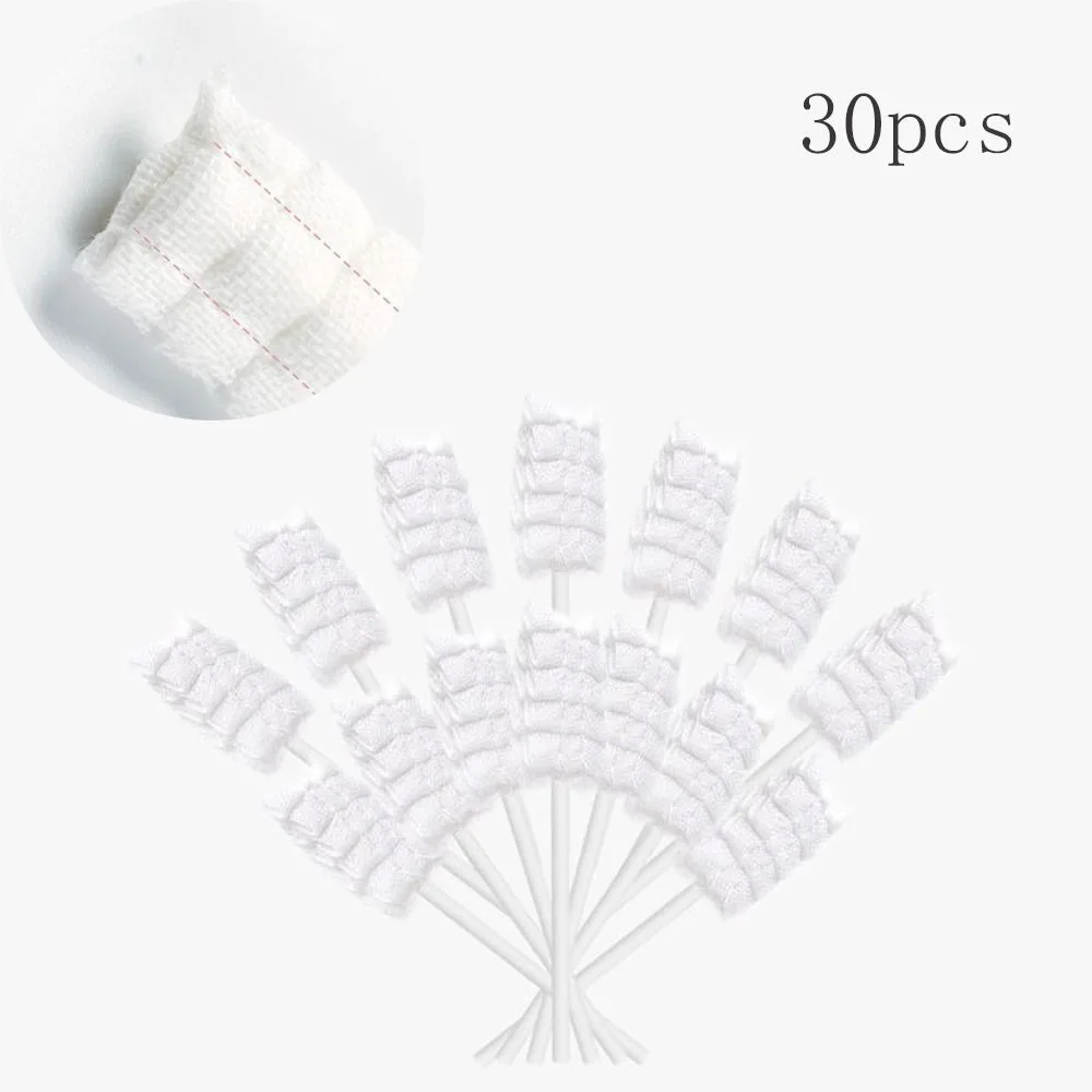 30pcs Clean Gauze Toothbrush Paper Rod Oral Care Mouth Cleaner Oral Cleaning Brush Remove Halitosis Disposable
