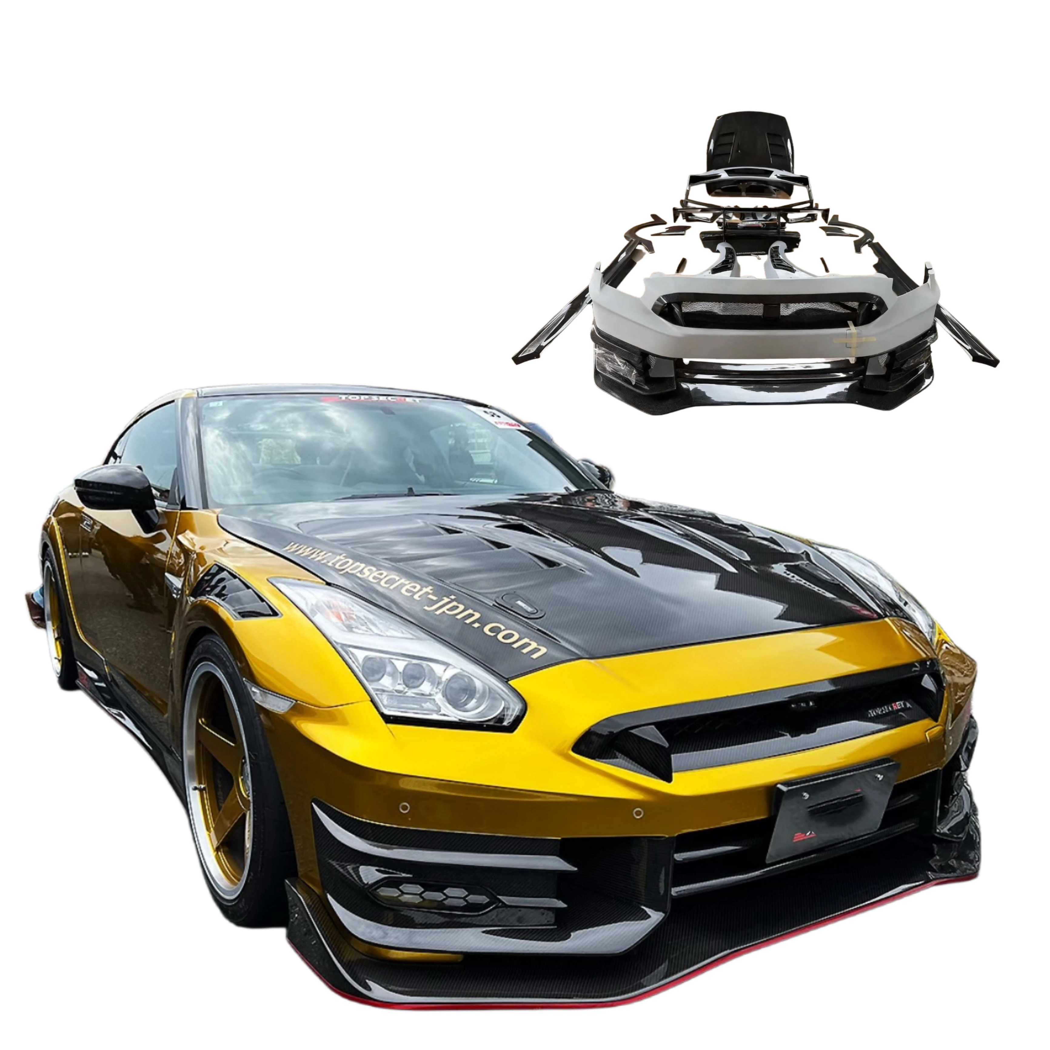 2024 New Top Secret Style High Quality for  R35 Car Body Kit Easy Installation Front/Rear Bumper Spoiler Engine Cover Side