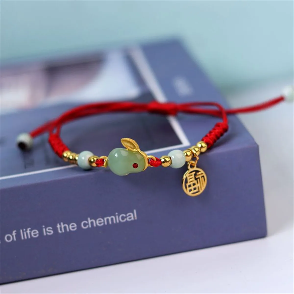 2023 Cute Rabbit Charm Versatile Ceramic Woven Bracelet Fashion Anime China Lucky Fu Pendant Rope Chain Jewelry Gift Wholesale