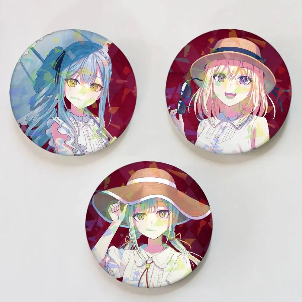 Avemujica Anime Badges Round Laser Badge Brooch Backpack Accessories