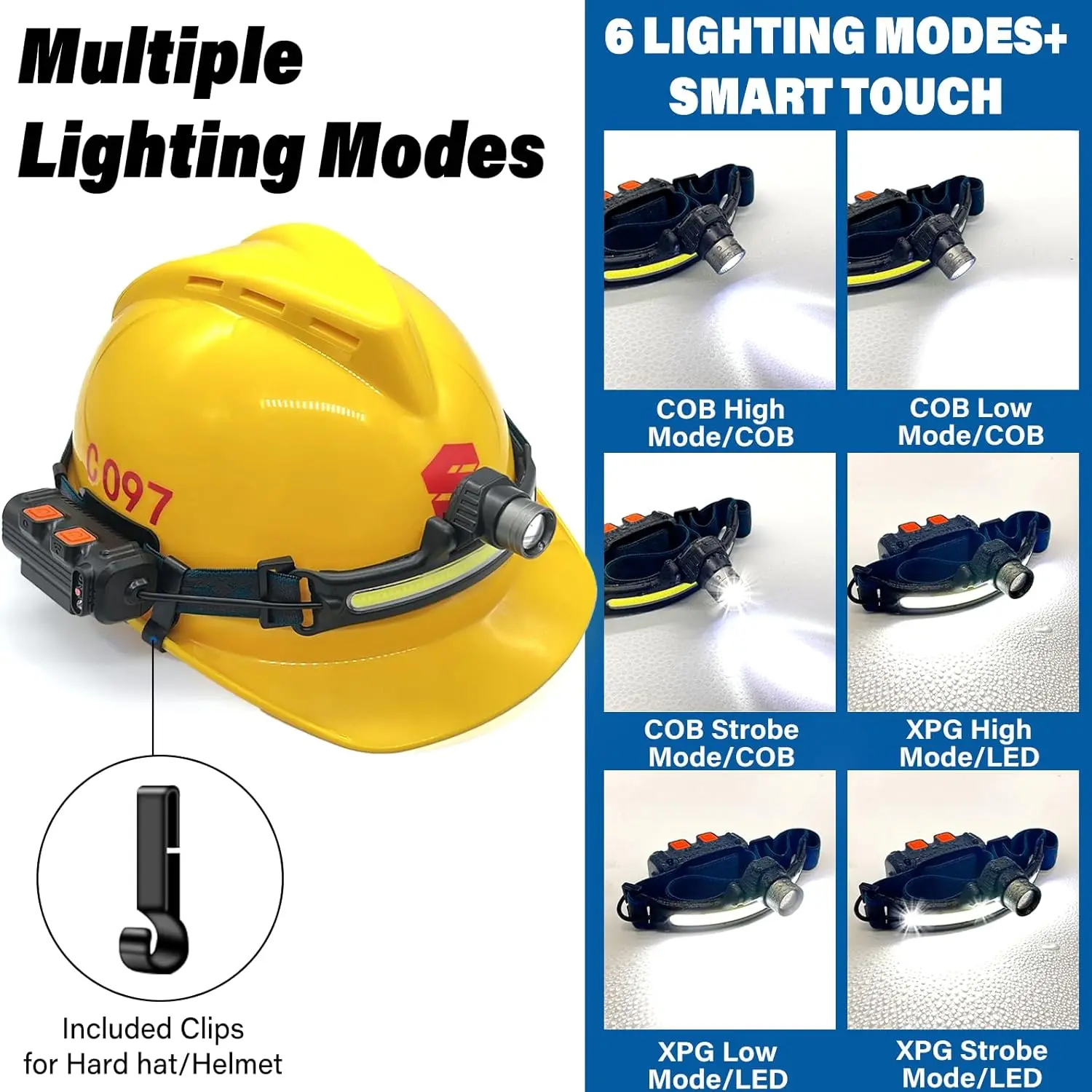 Imagem -03 - Xpg Mais Sensor de Movimento Cob Led Farol Modos Cabeça Lanterna 2000mah Bateria Embutida Recarregável Pesca Acampamento Lanterna Tocha