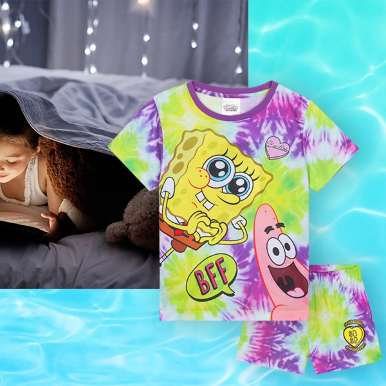 

SPONGEBOB SQUAREPANTS Pyjamas Set Short PJs Kids Teens Lounge Set Nightwear Soft Summer Sleepwear Gifts
