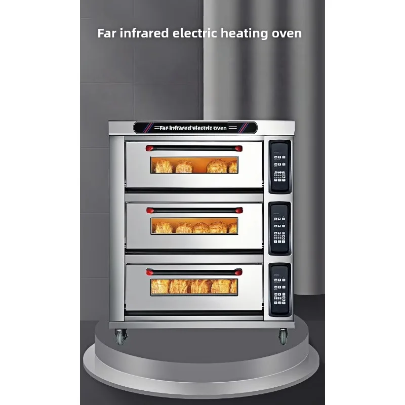 Commercial Electric Oven 19.2kW High Efficiency 3-Layer Large Capacity Adjustable Thermostat Overheat Protection