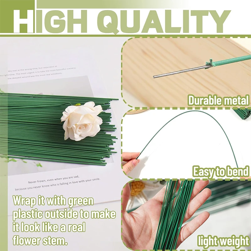 5/10/20/50/100 Stück grüne Blumenstiele für DIY-Blumenarrangements, Zubehör, 20/30/40 cm, Hochzeit, Brautstrauß, Dekoration – Detail 4