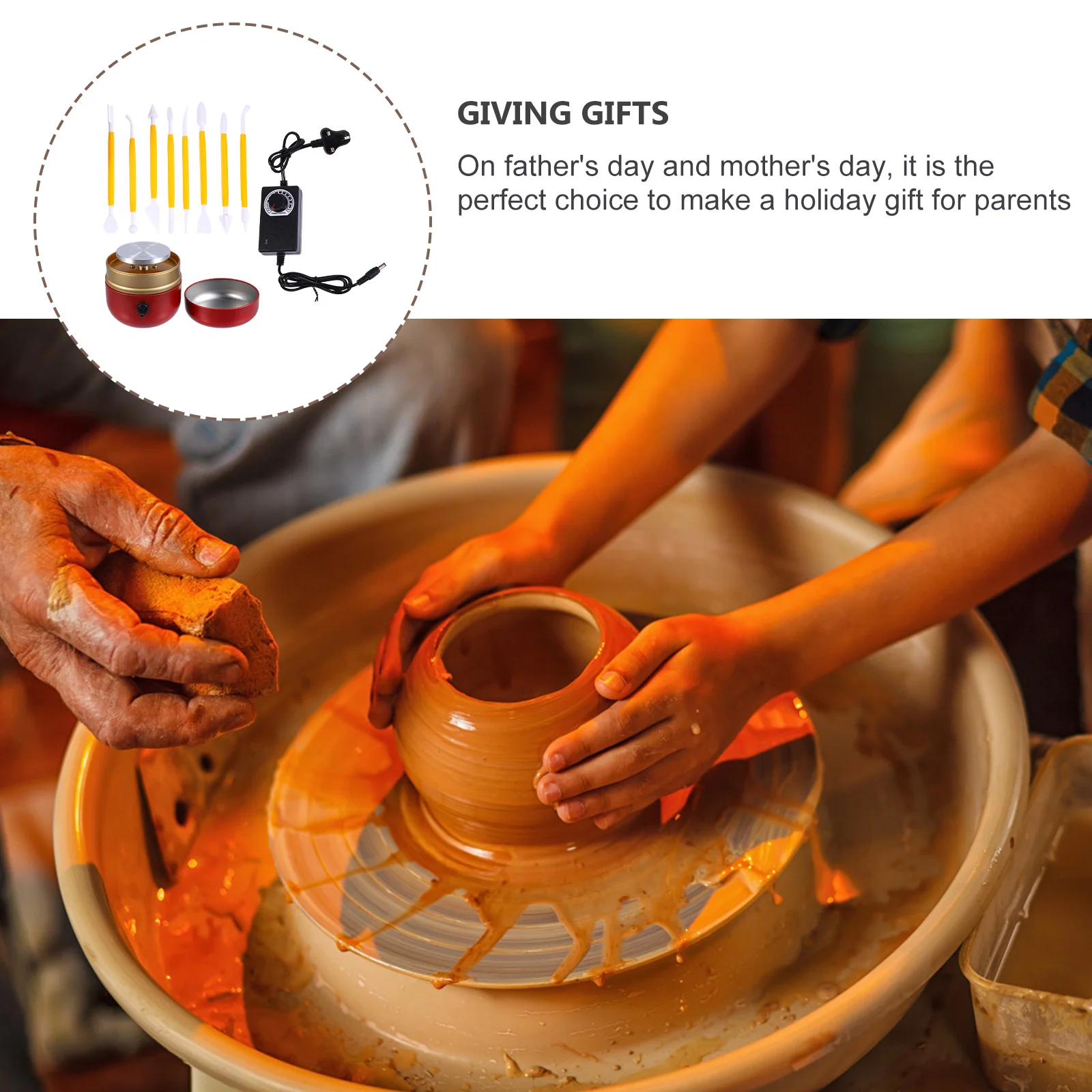 

1Set Mini Pottery Wheel Electric Clay Machine Uk Plug Turntable Rotates Clockwise Counterclockwise Sculpting Tools Pottery