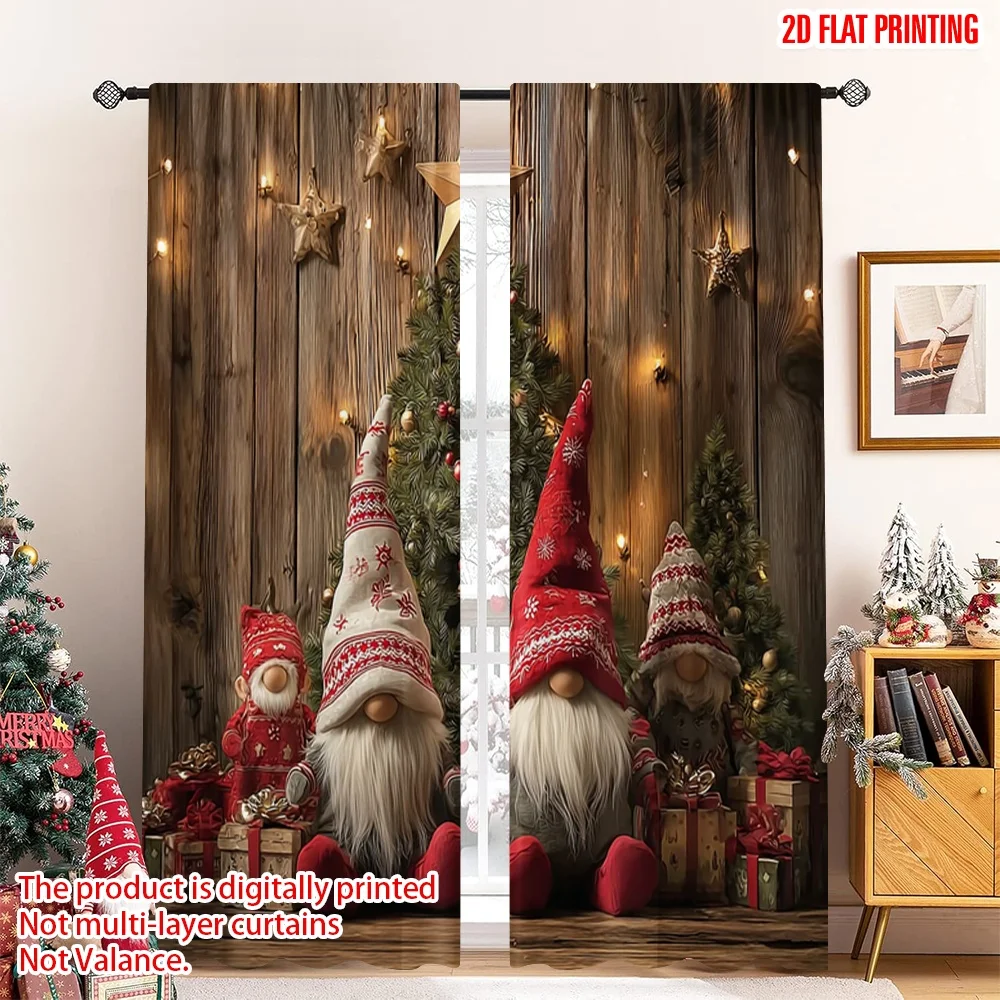 2 قطعة 2D الطباعة المسطحة عيد الميلاد الستائر الساخنة عيد الميلاد قزم جنوم تصميم الرقمية المطبوعة البوليستر الستائر الأسرة حفلة للعيش