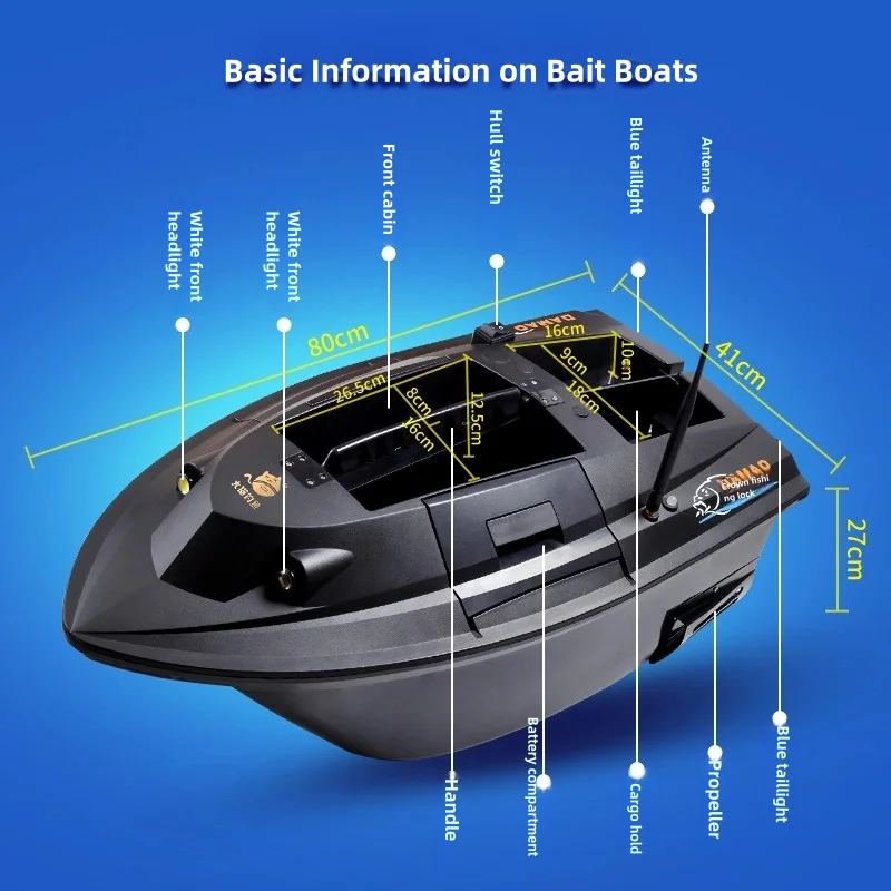 YJTA80 Powerful Dual Motors Beidou Positioning Feeders 8 Kilograms Large Load Capacity Silent Bait Casting Long Battery Life