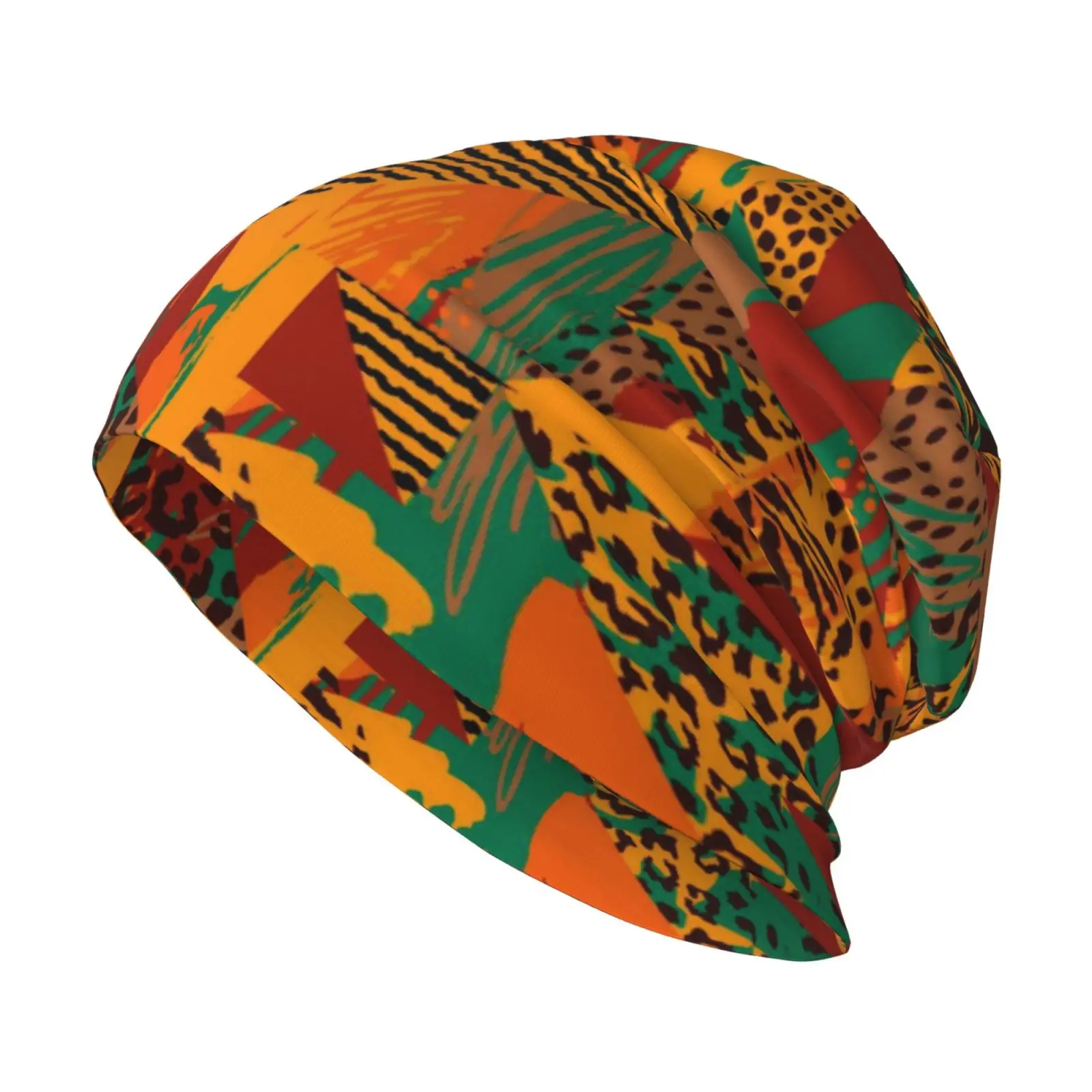 African Ethnic Tribal Art Pattern Knitted Soft Elastic Yarn Cap Loose Fitting Universal Chemotherapy Cap Cancer Headband Gift
