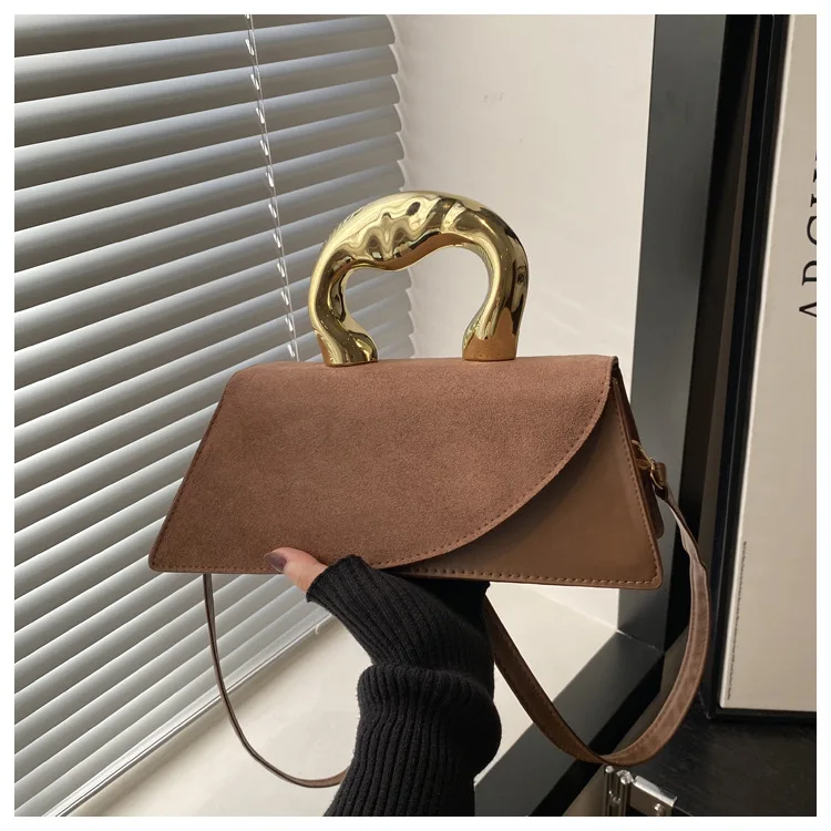 New Minimalist Design Shoulder Bag for Women Light Luxury Large Capacity Casual Metal Hand-held Crossbody Bags Female Handbag