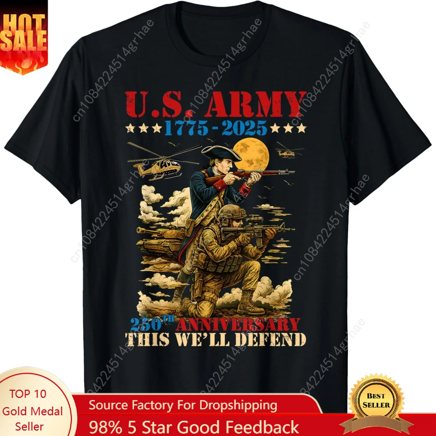 

United States Army 1775-2025 250th Anniversary We Defend T-Shirt