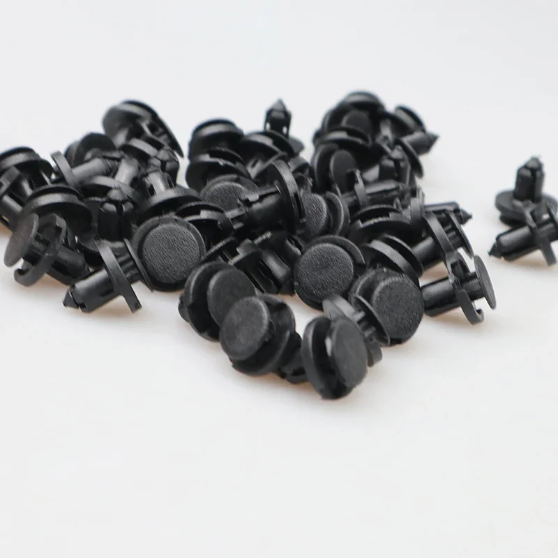 10/20/50pcs 8mm Diameter 8mm Black Plastic Auto Fasteners Rivets Clips Vehicle Car Bumper Door Panel Fender Liner Clips Retainer