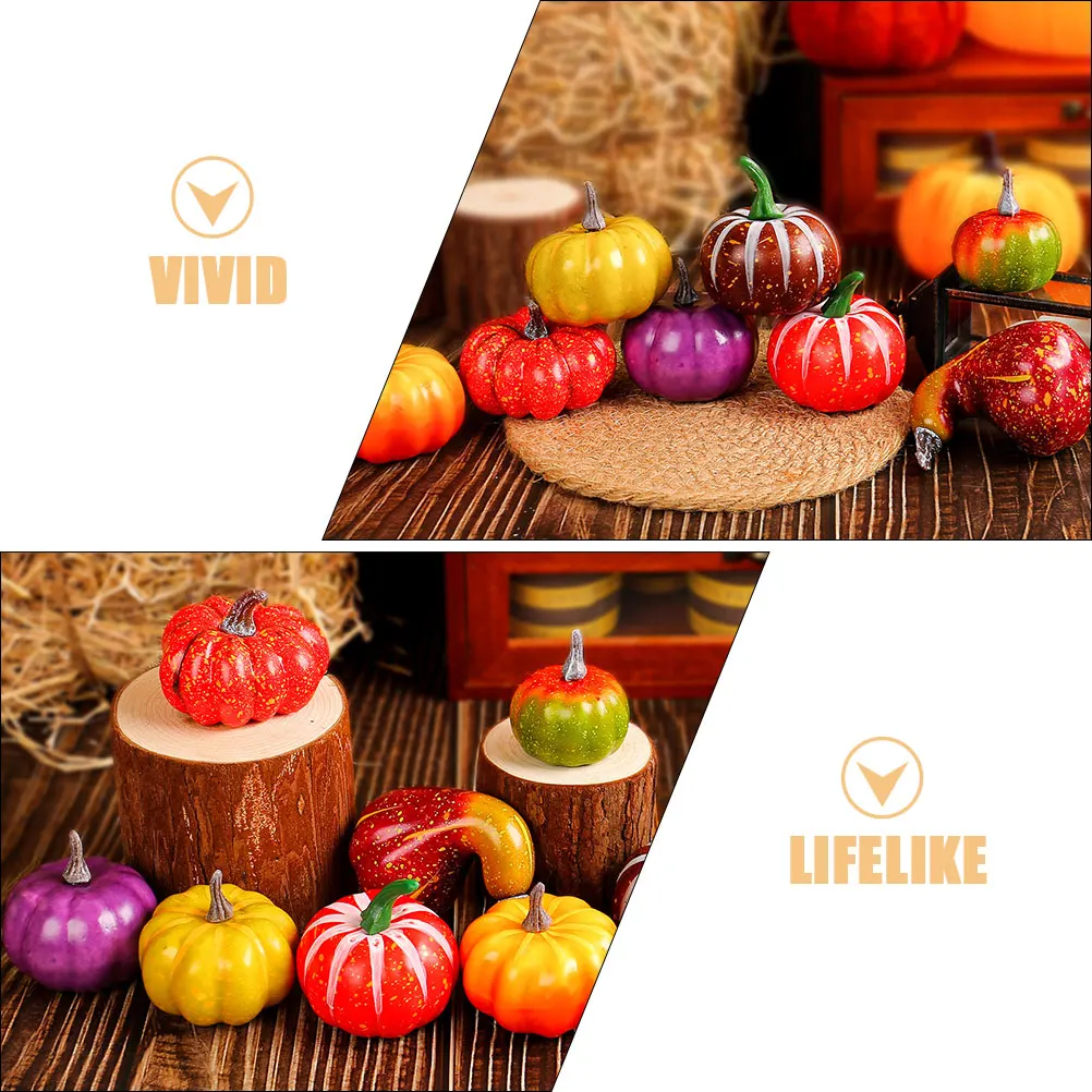 

8pcs Artificial Foams Pumpkins Fake Pumpkin Decor Halloween Party Props Mini Foams Pumpkin Ornament Thanksgiving Fall Festival