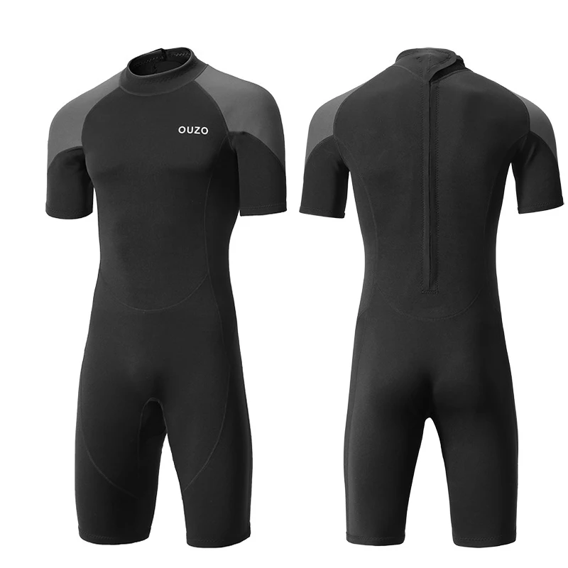 Shorty Wetsuit Men and Women, Neoprene Short Sleeves Wet Suits Back Zip, 1.5mm Surf Suit Keep Warm in Cold Water for Snorkeling