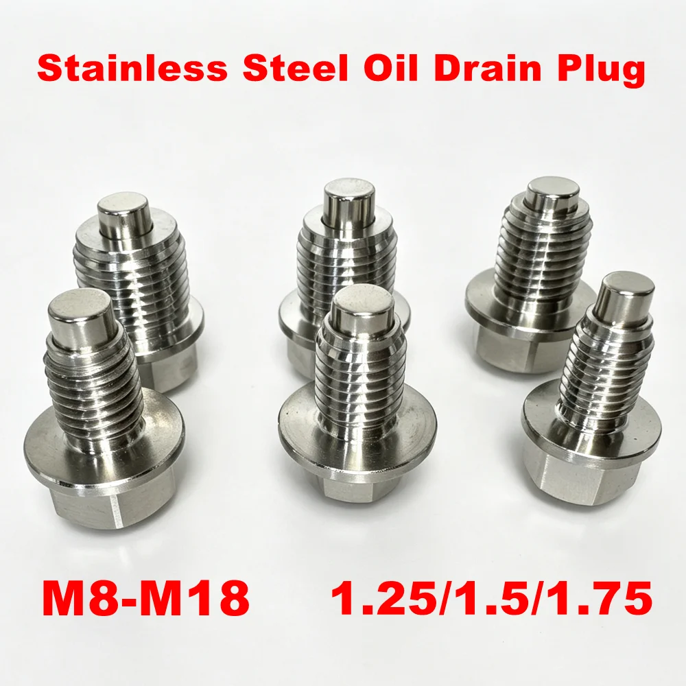 Stainless Steel M8/10/12/14/16/18/20/24 1.5 1.25 1.75 Engine Magnetic Oil Drain Plug Screw Nut Bolt Oil Drain Sump Nut