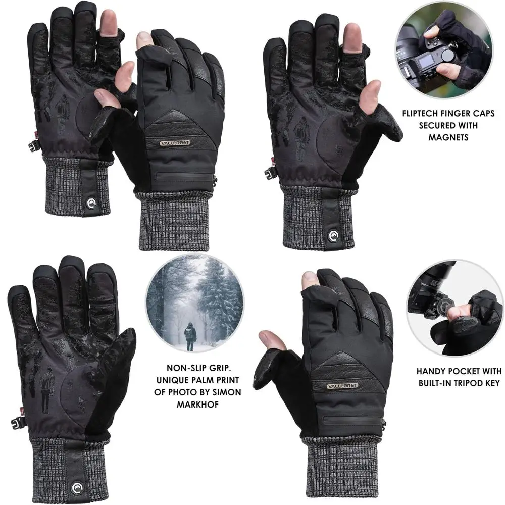 

Черные фотоперчатки Vallerret Markhof Pro V3 с магнитными накладками на пальцы FlipTech