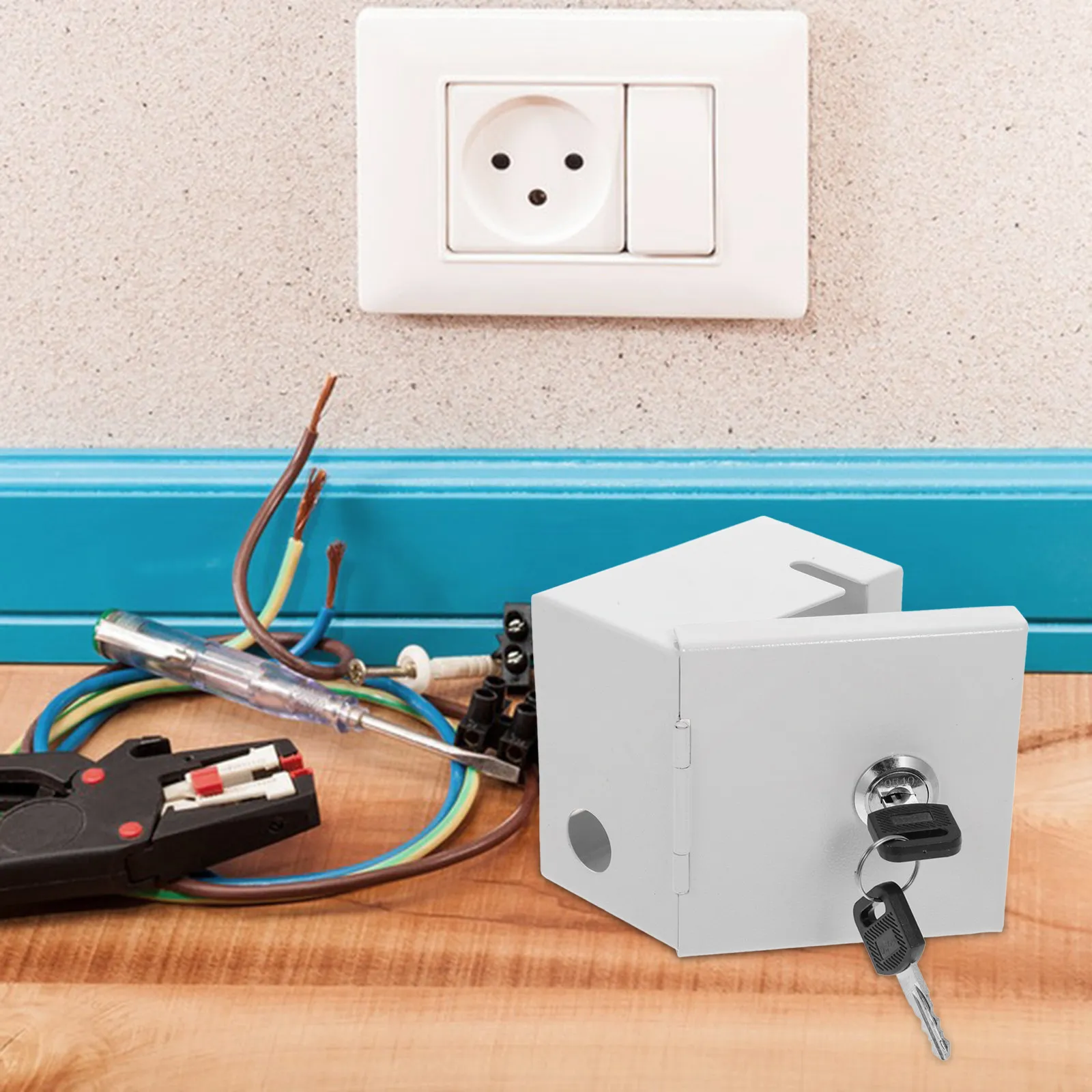 Thickened Lockable Electrical Socket Protection Box Weatherproof Outlet Cover Wall Mounted Base Case for Outdoor Indoor