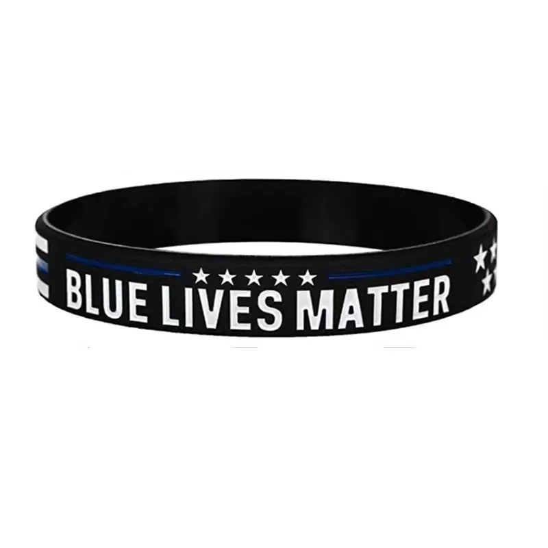 1Pcs/3Pcs USA flag American United states blue lives matter back the blue thin blue line Rubber Bracelet Silicone Wristband