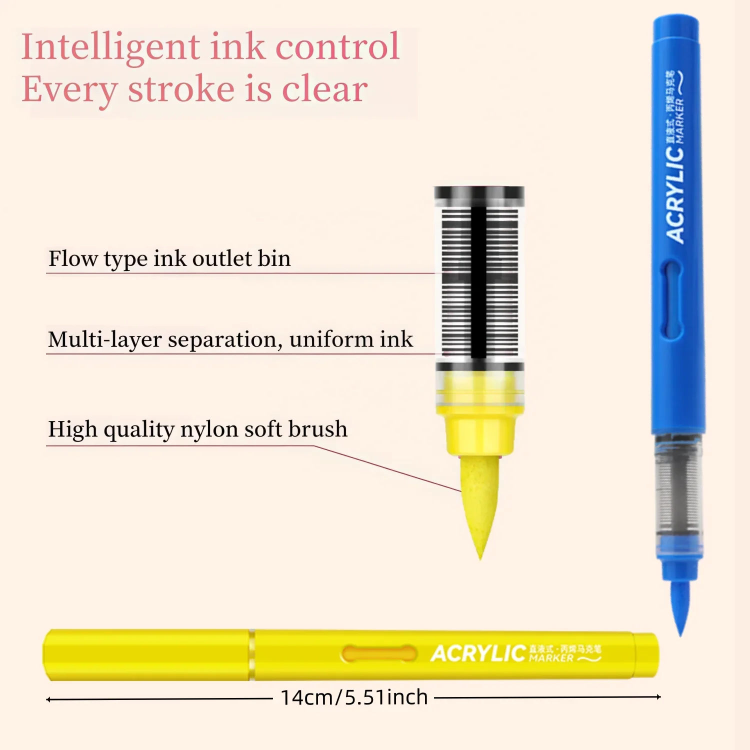 24/36/48/60/84 لون التحكم التلقائي في الحبر علامات طلاء الأكريليك ، مع صندوق تخزين الطبقات ، أقلام طلاء الأكريليك طرف الفرشاة