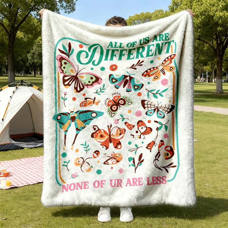 Special Education Teacher Gift Flannel Blanket Flannel Throw, All of Us Are Different None of Us Are Less