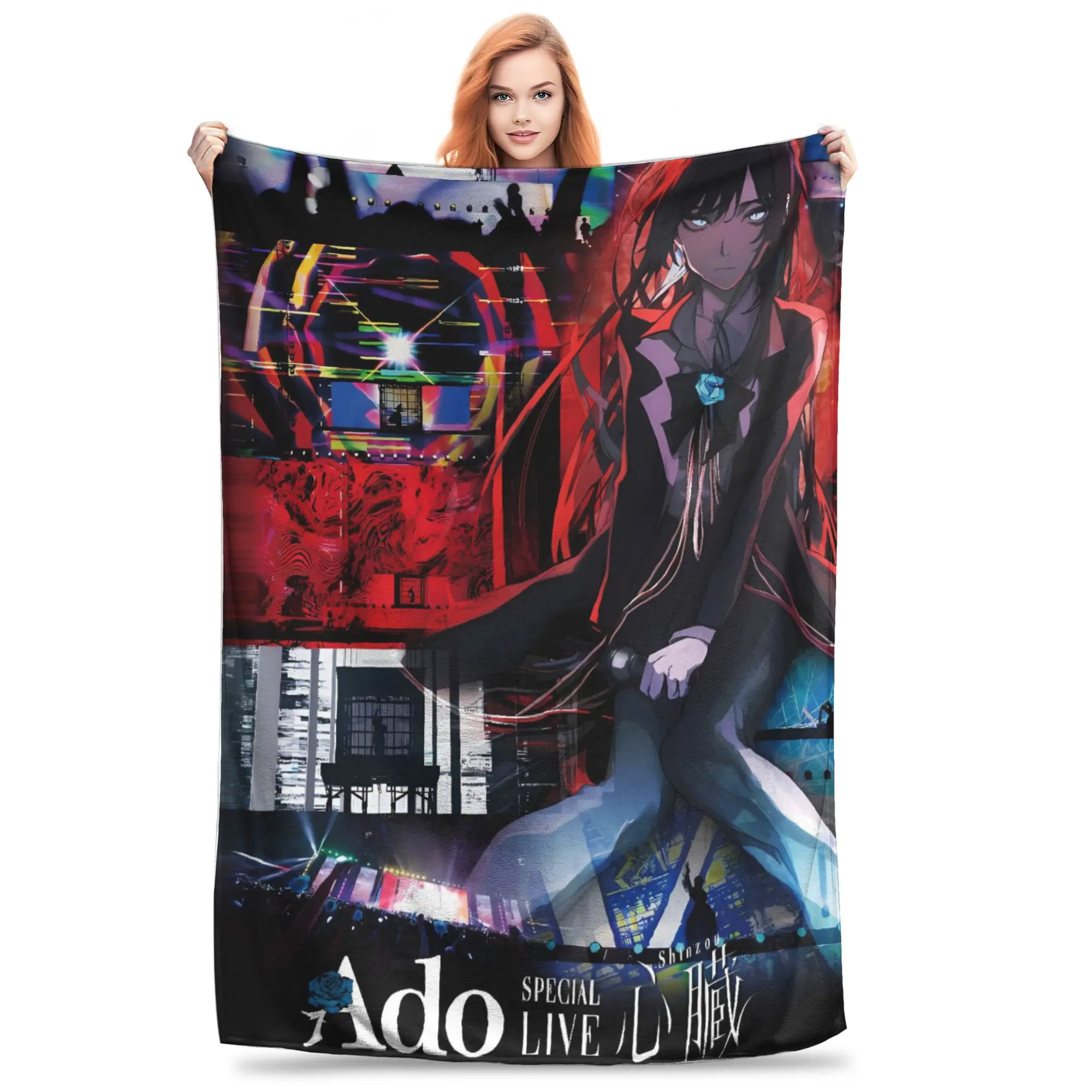 

Ado WORLD TOUR 2025 Hibana Blanket Soft Graphic Plush Throw Blanket For Kids Couch Chair Sofa Bed Flannel Bedspread Bed Cover