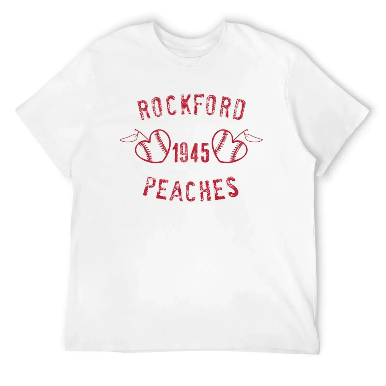 

Rockford Design Peaches Heart Baseball Cool women shirt player design team T-Shirt Man t-shirt cute tops men graphic t shirts