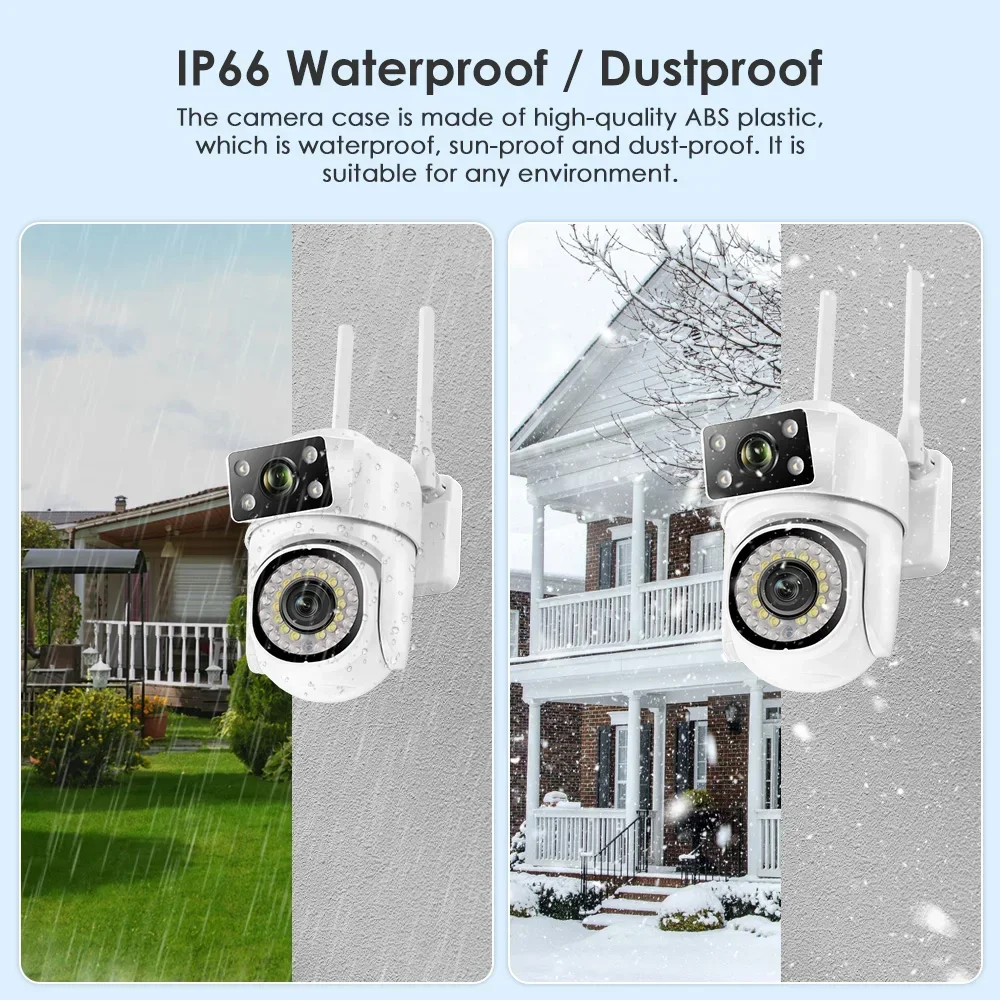 8MP 4K PTZ Camera Wifi Dual Lens with Dual Screen CCTV Ai Human Detect Auto Tracking Wireless Outdoor Surveillance IP Cameras