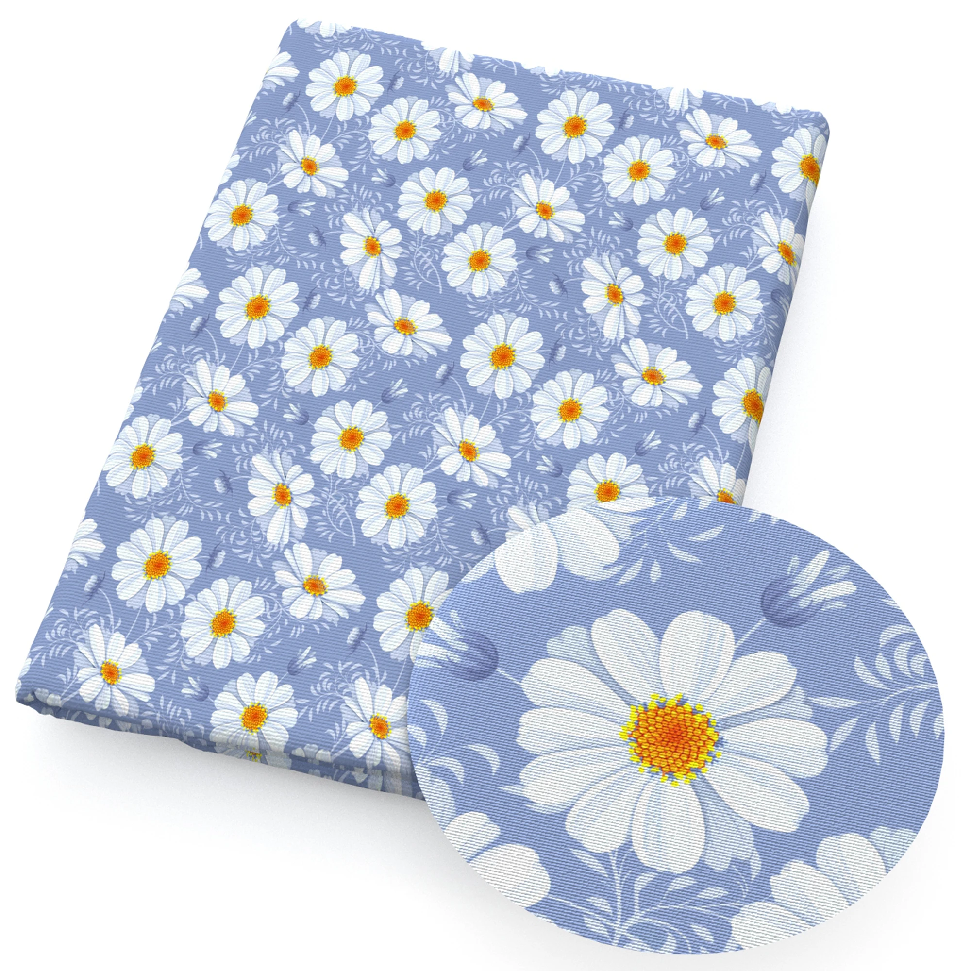 Blue Series Daisy Floral 50*145cm 100% Cotton Fabric Sewing Quilting Fabric Needlework Material DIY Handmade Patchework