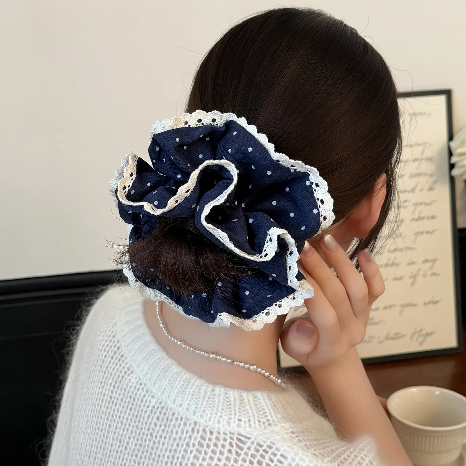 Polka Dot Navy Fabr… - image