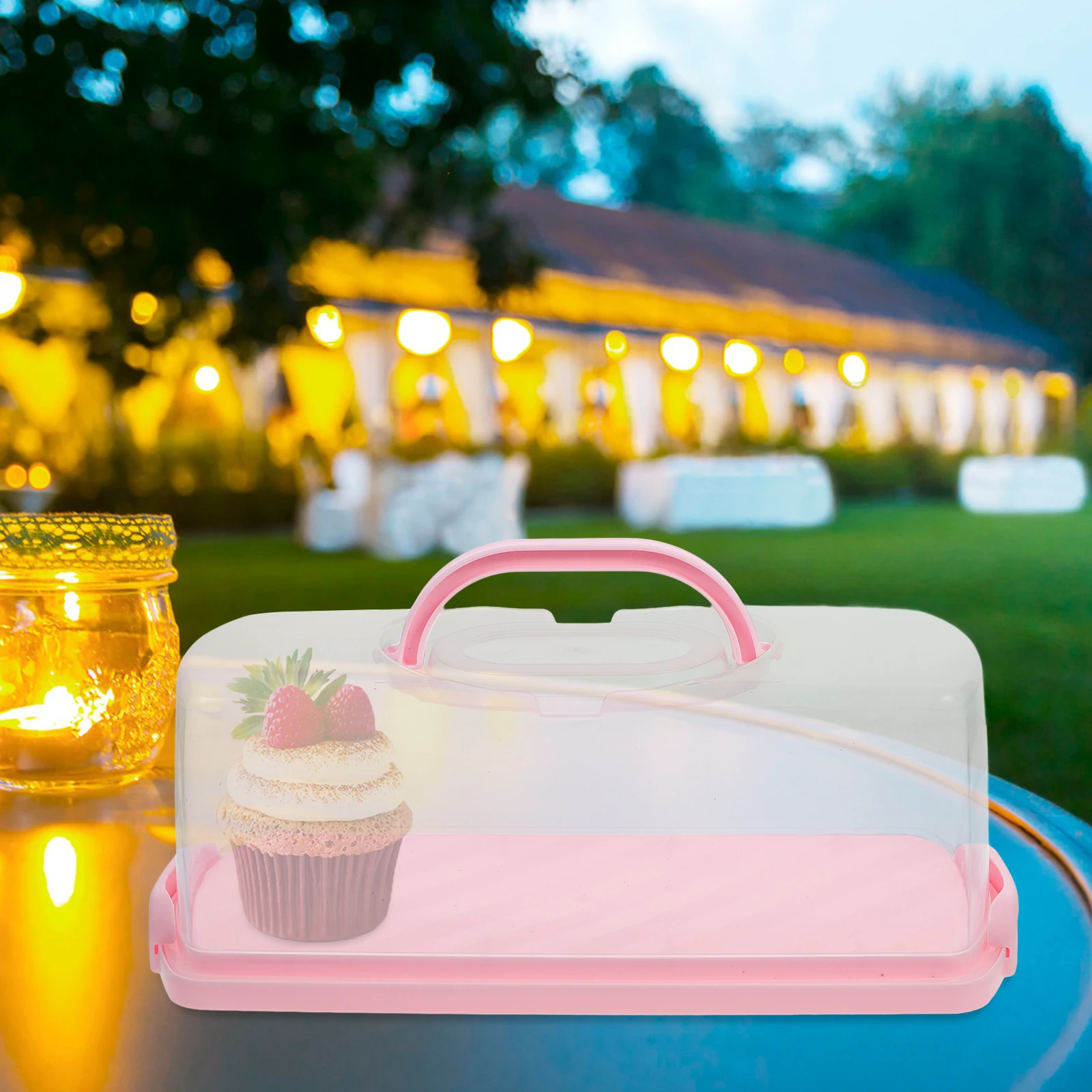 

Transparent Bread Cake Container Pink Loaf Box Portable Storage Lunchbox Reusable Plastic Food Grade Easy Clean Rectangular