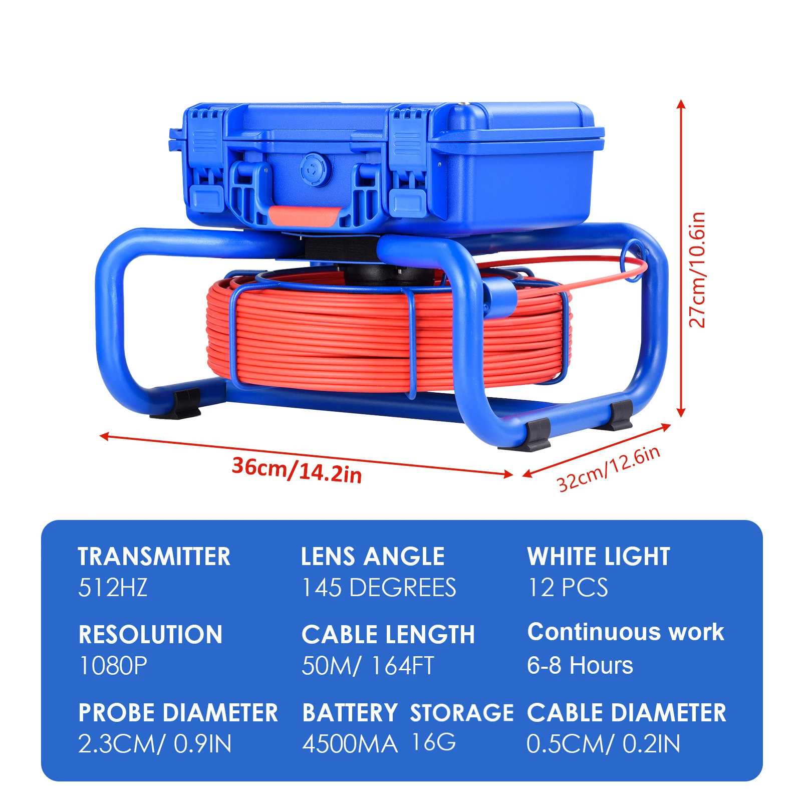 Kamera inspekcyjna do rur, wodoodporna, 1080P HD, elastyczna kamera inspekcyjna typu wąż z kartą 16GB, nadajnikiem 512Hz, ekranem 9 cali
