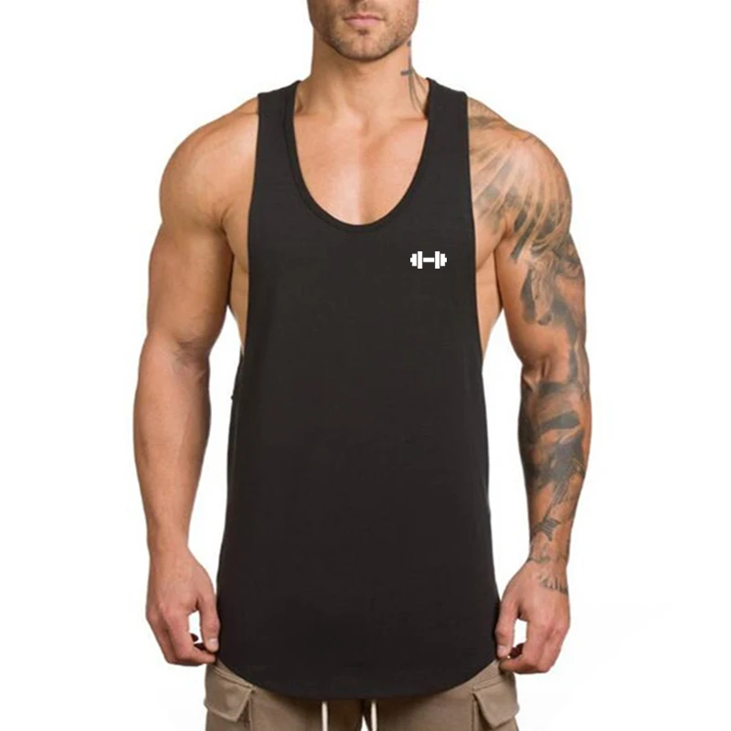 Muscle Guys Gym Clothing Cotton Singlets Bodybuilding Stringer Tank Top Men Fitness Sleeveless Shirt Sports Vest Fashion Tanktop