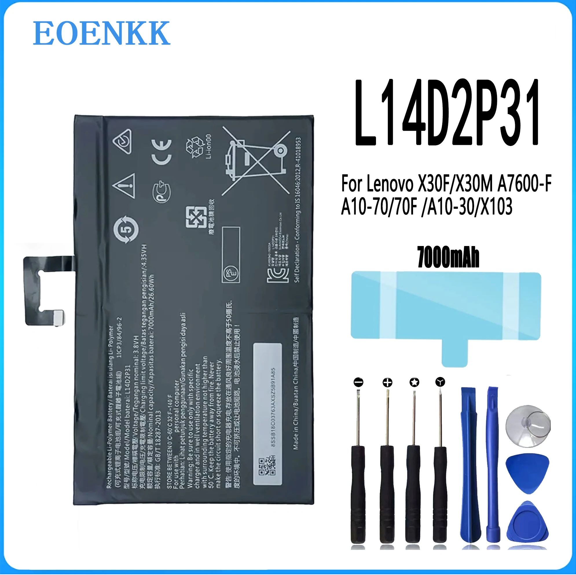 

100% Оригинальный аккумулятор L14D2P31 7000 мАч для Lenovo A10-70 A7600 Tab 2 TAB2 A10-70F A10-70L TB2 X30L аккумулятор