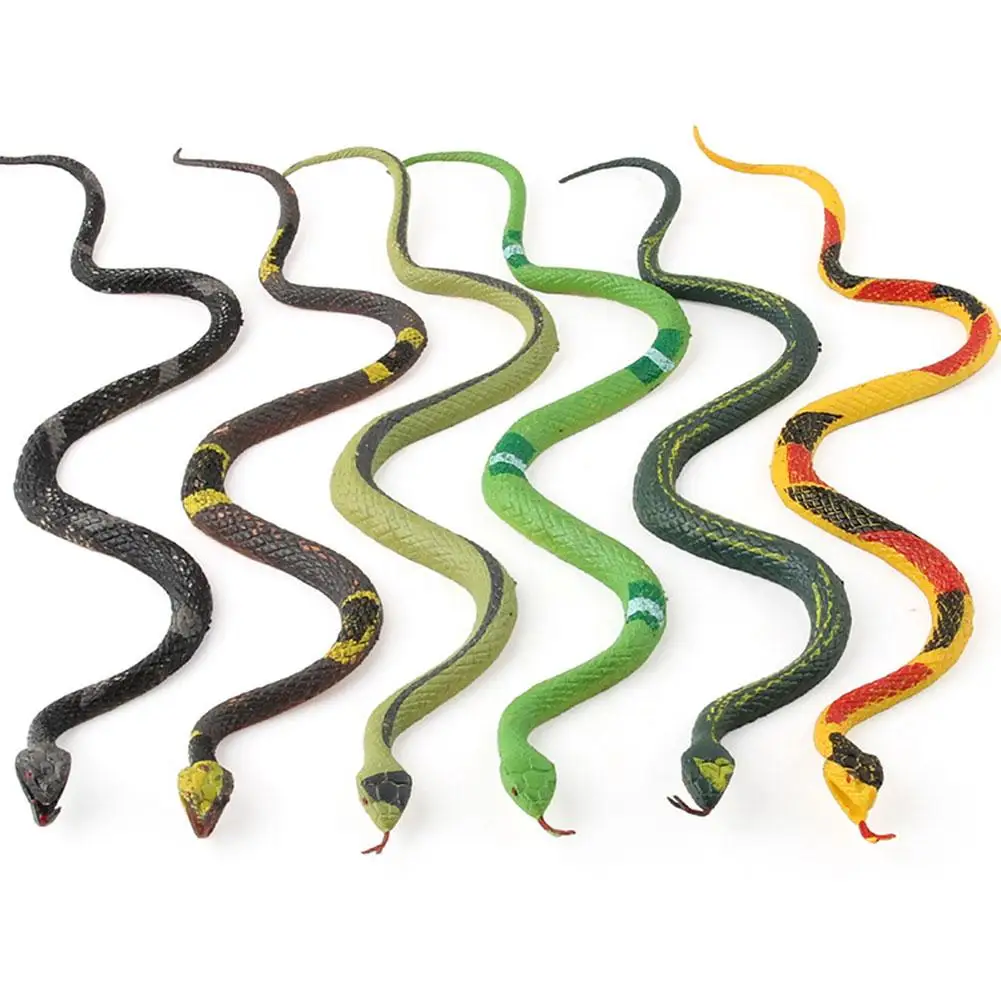 Modelo de serpiente de simulación realista para niños, serpiente de cascabel de animales del bosque para gatear, utilería de broma para niños, colección de arte, 6 piezas por juego