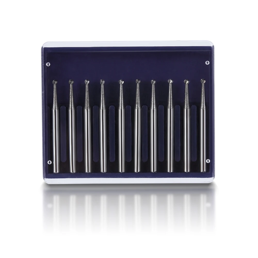 10pcs/Pack FG Dental Tungsten Carbide Bur Drill Round Type For High Speed Handpiece Dia.1.6mm