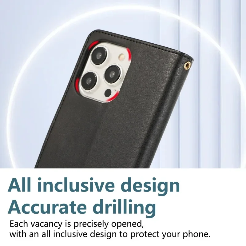 Umhängetaschen-Handyhülle aus Leder mit Handgelenkschlaufe für iPhone 16E 17 Ari 18 16 15 14 13 12 11 Pro Max 8 Plus, Brieftasche mit Kartenhalter. – Detail 9