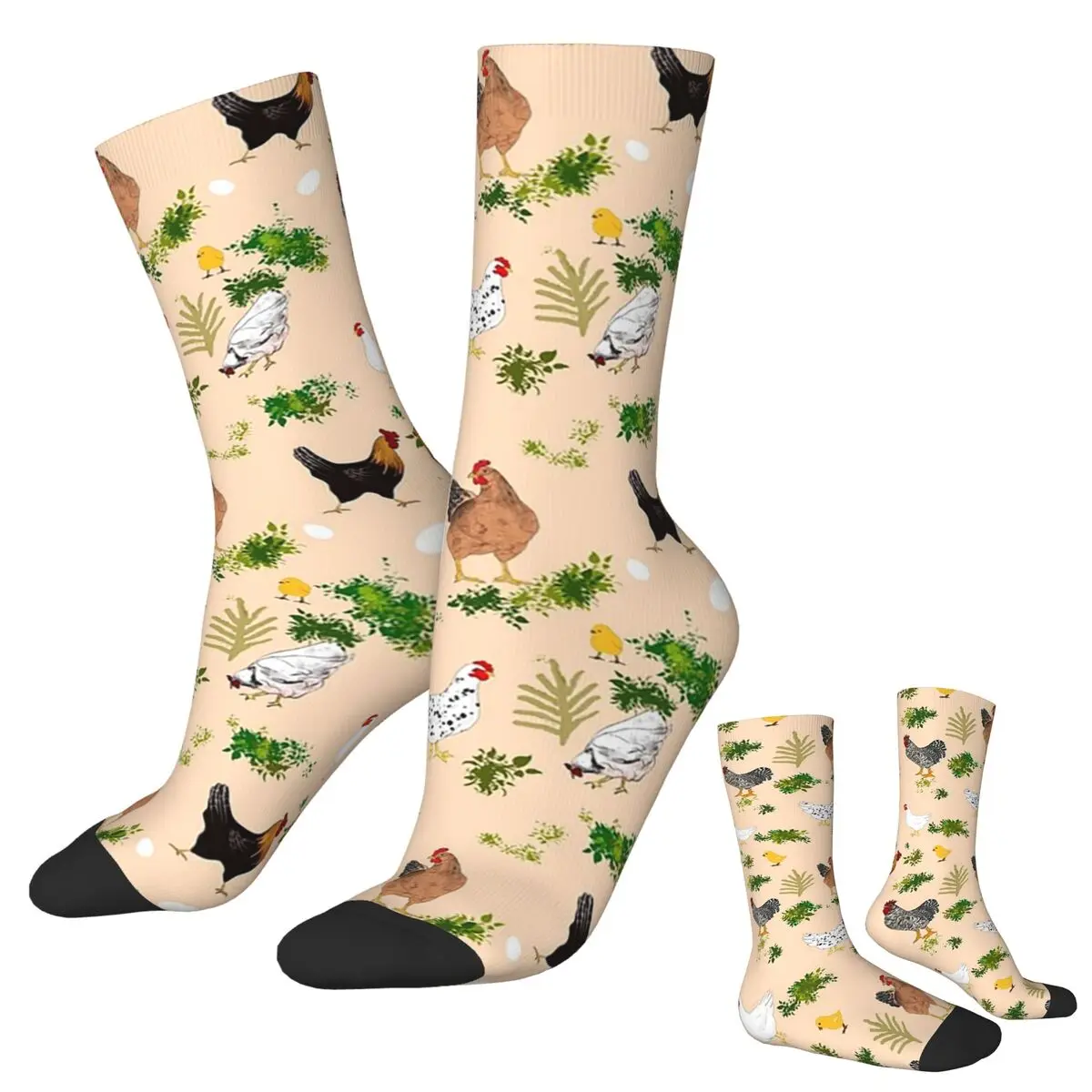 

Носки с рисунком курицы, цыплят, чулки высокого качества в стиле Харадзюку, длинные носки, аксессуары для мужчин и женщин, подарок на день рождения