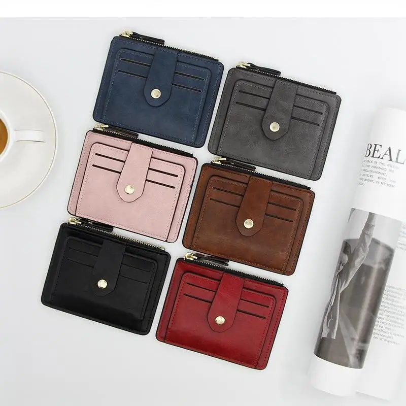 Luxuriöse, kleine Geldbörse für Herren, Kreditkarten- und Ausweishalter, schlanke Lederbörse mit Münzfach, Marken-Designer-Geldbörse für Männer und Frauen. – Detail 9