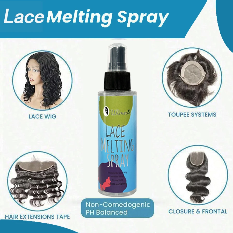 Spray de fusión de encaje de 120 ml, spray de fusión de peluca de encaje, fuerte sujeción de acabado natural, spray de fusión de peluca