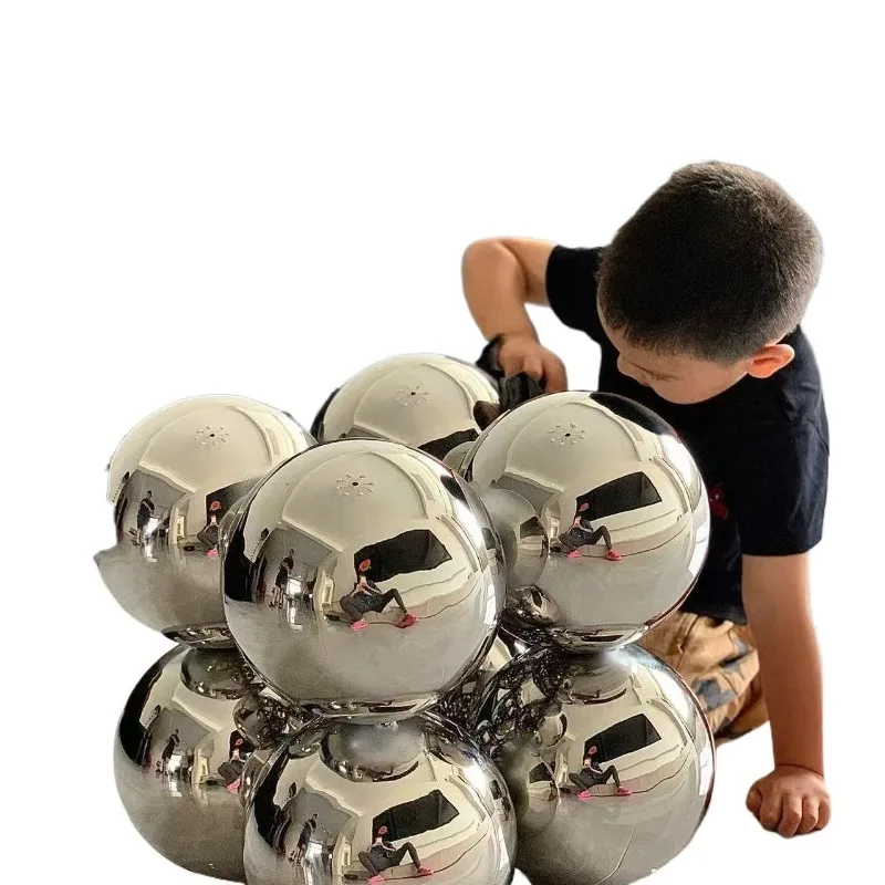 

Household small apartment high-grade round stainless steel creative modern light luxury simple living room