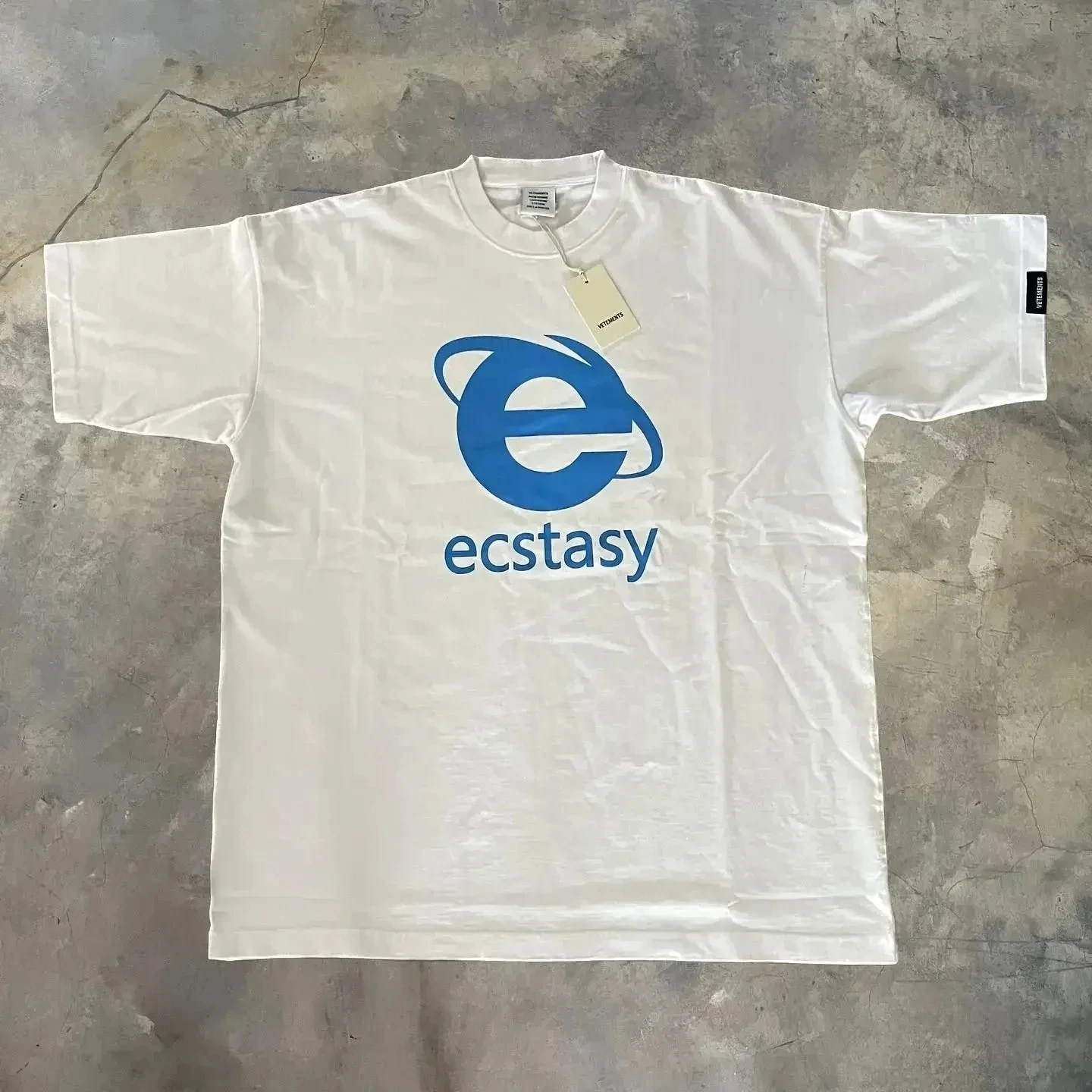 Streetwear Ecstasy New T Shirt Y2K Męska biała koszulka Harajuku z nadrukiem w litery Oversize Luźny gotycki top z krótkim rękawem