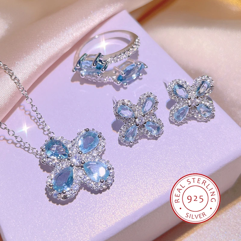 

Ювелирный Комплект из колье и серёг, из серебра 925 пробы