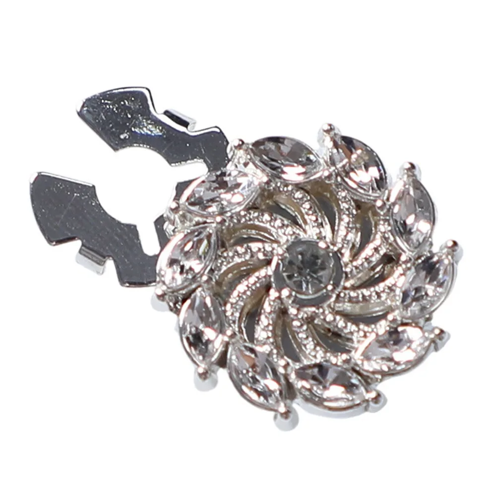 1PC DIY Sewing Pearl Flower Button Covers Alloy Golden Base Shirt Button Clip Handwoven Detachable Clip-On Rhinestone Cufflinks