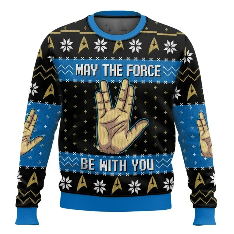 Captain Picard Star Trek Hässlicher Weihnachtspullover Cartoon Anime Herren Pullover Tops 2026 Neue Mode Paar Hoodie Sweatshirt