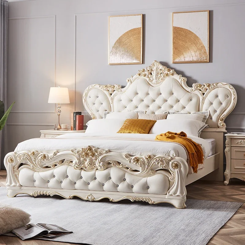 White Australia Double Bed Board Decoration Items Wooden Style Double Bed Adults Floating Cama Matrimonial Furniture For Home