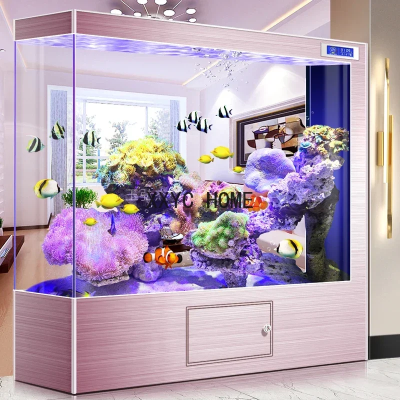 Automatic Circulating Water Purification Simple Partition Screens Medium and Large Floor Glass Aquarium Fish Tank