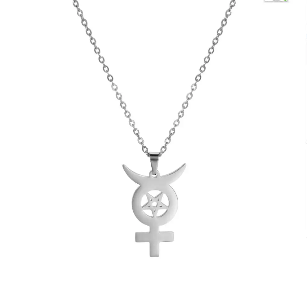 1PC Female Symbol Necklace Feminist Jewelry Venus Symbol Necklace Stainless Steel Female Feminism Emblem Charm moon star F1172