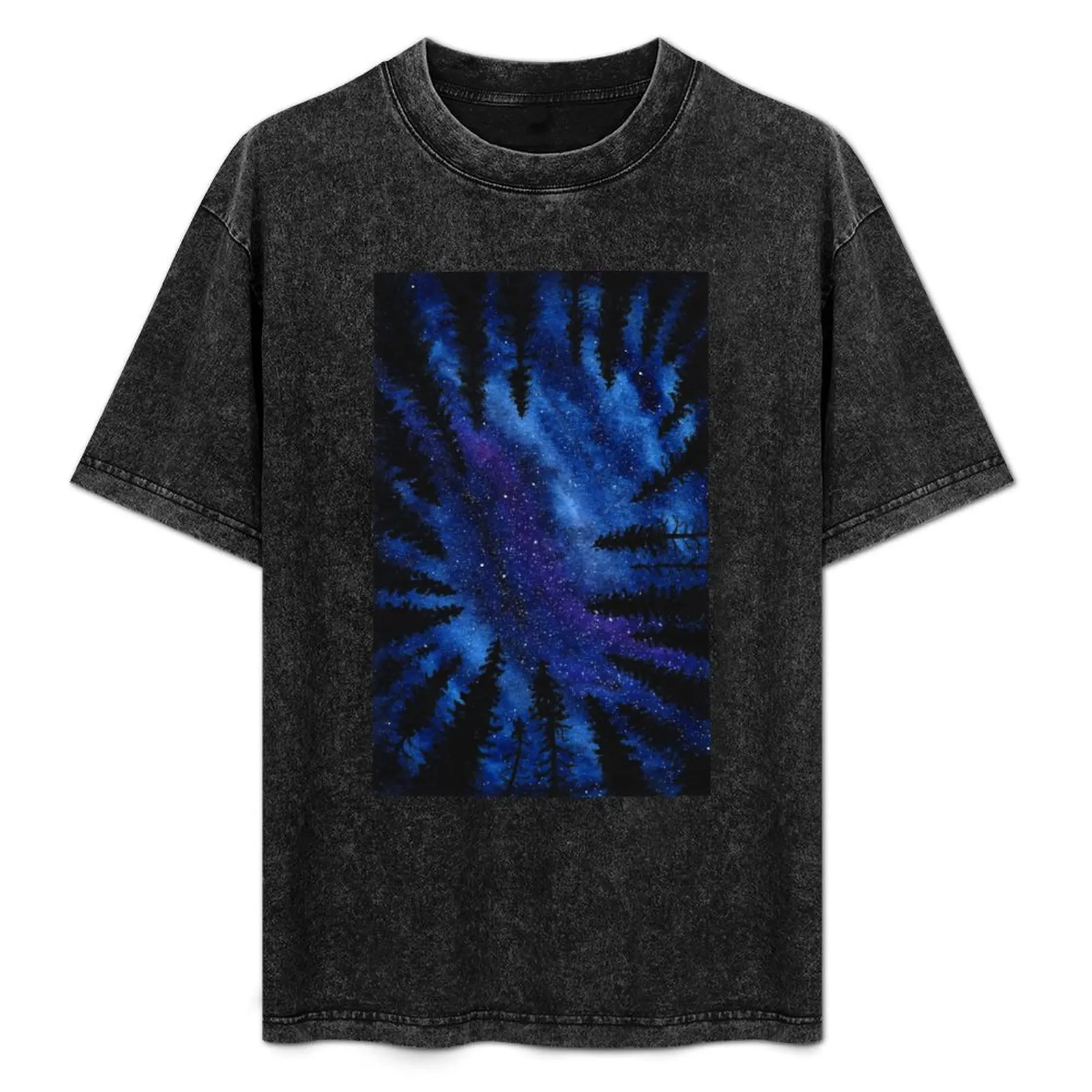 

Night Sky 2 T-Shirt Simple Solid Color Crew Neck Tee